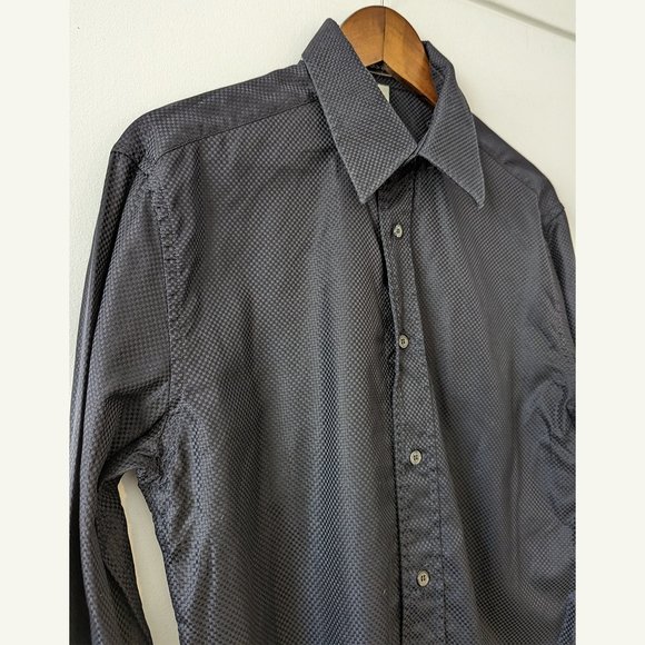 VERSACE - Woven textured black shirt - Sz 50 - Picture 3 of 13